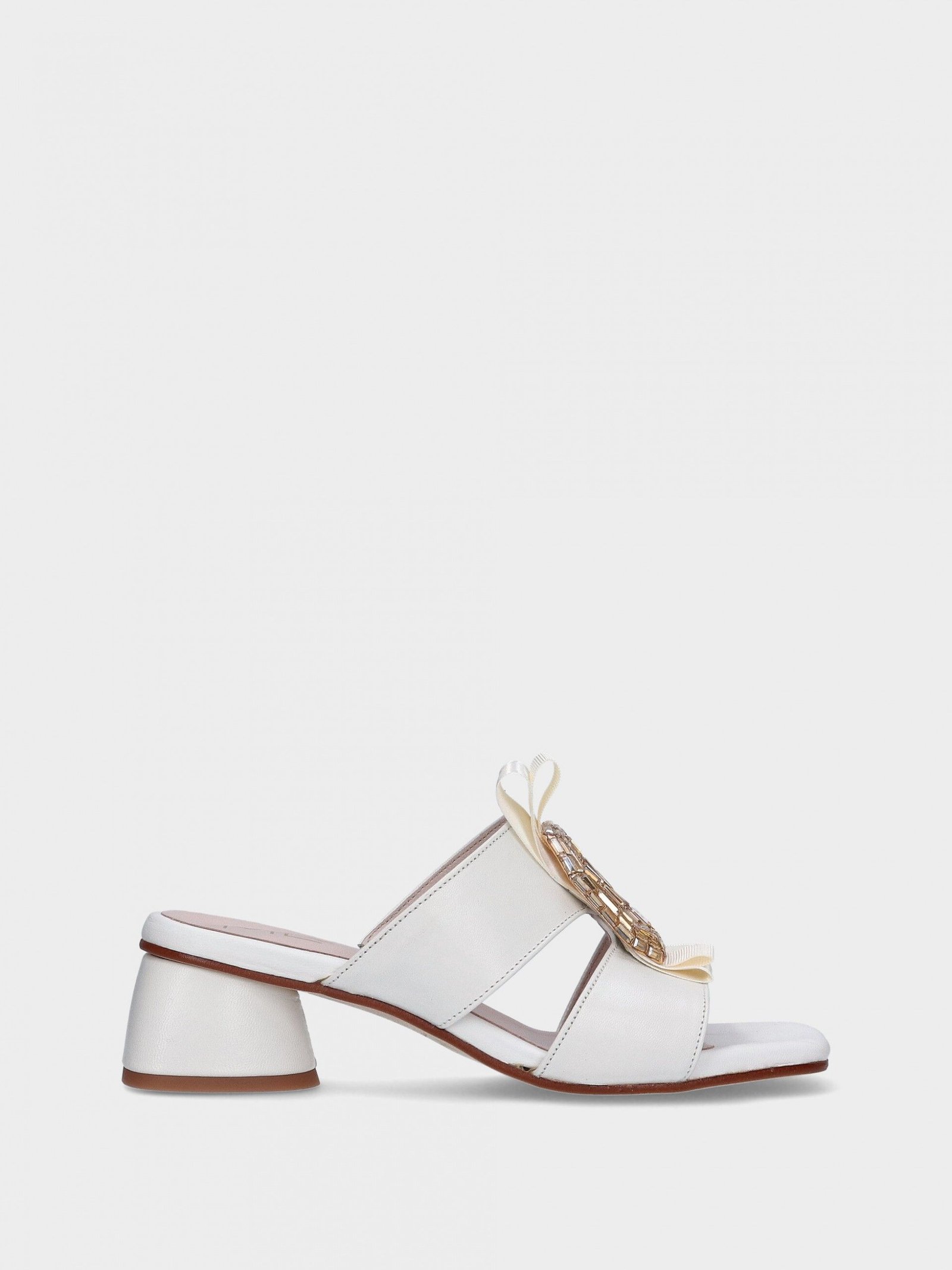 White Mid Heel Sandals Clarisse 03