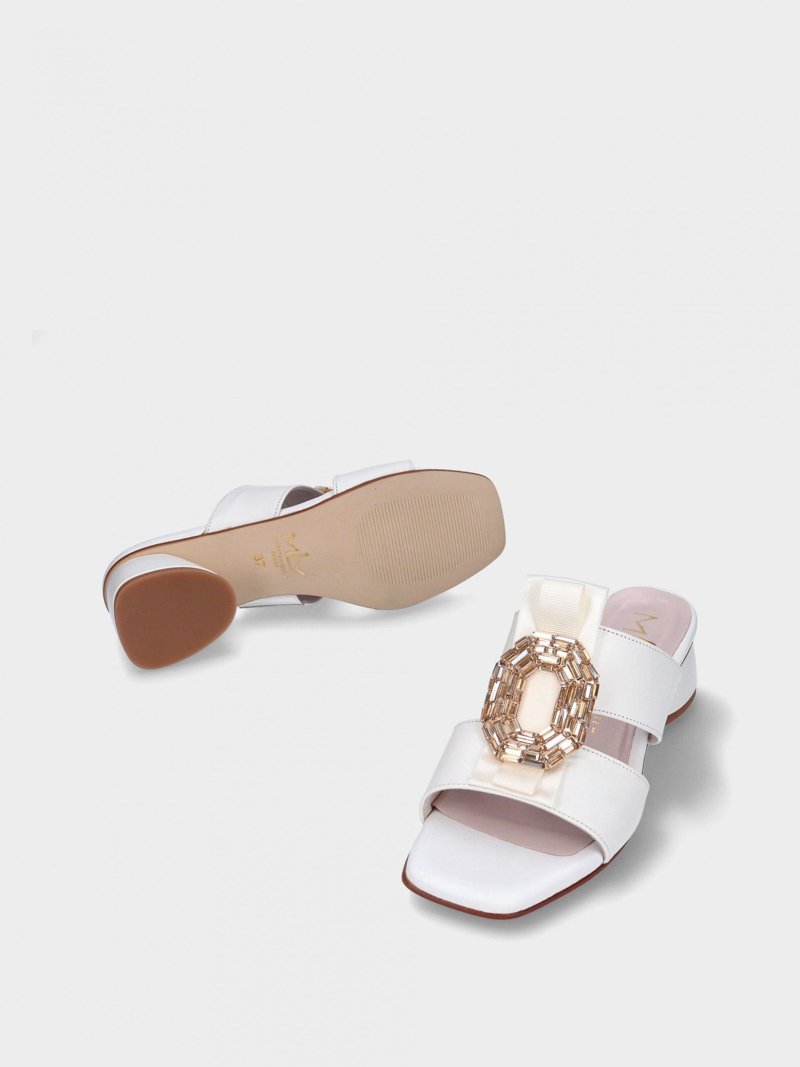 White Mid Heel Sandals Clarisse 03