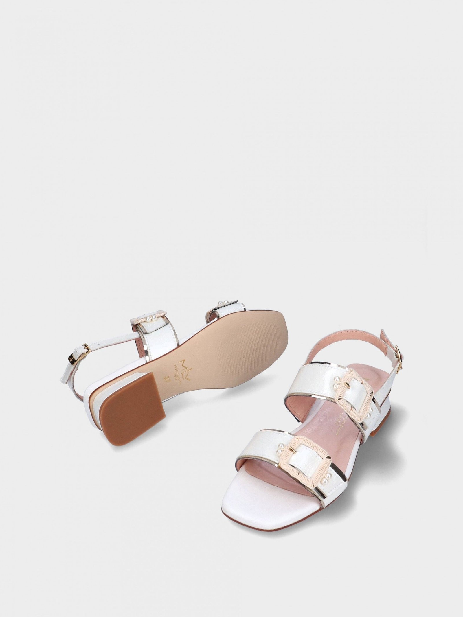 White Low Heel Sandals Carol 80